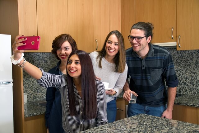 Students in a kitchen od a double room for 2, 3, 4 and 5 people