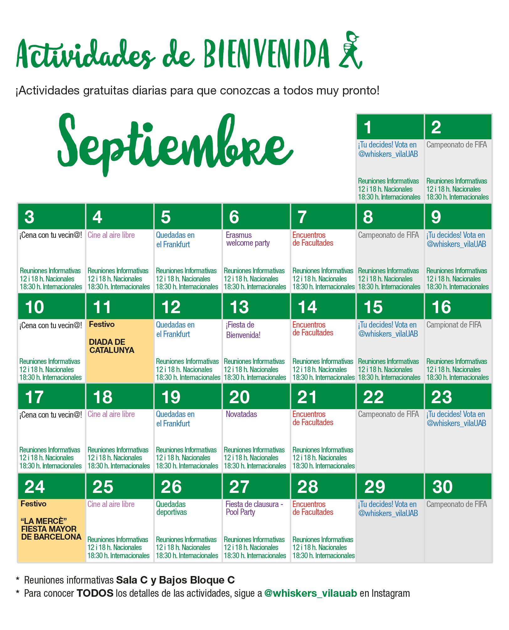 Calendario actividades septiembre